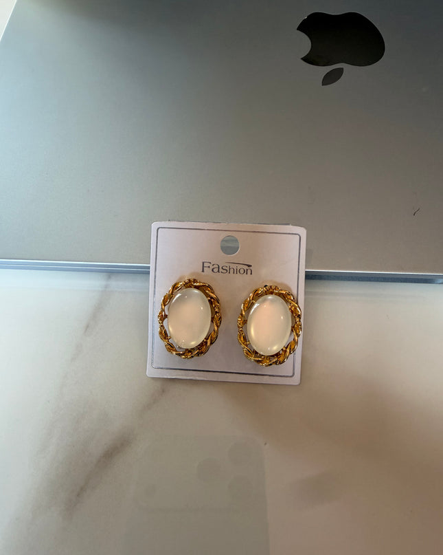 Opal Glow Braided Halo Stud Earrings