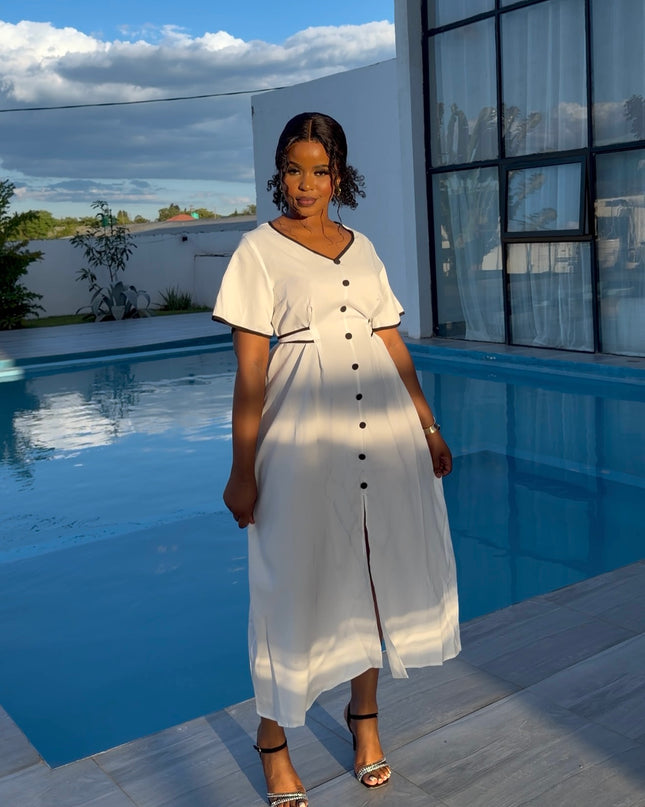 Chic Shoreline Button Dress