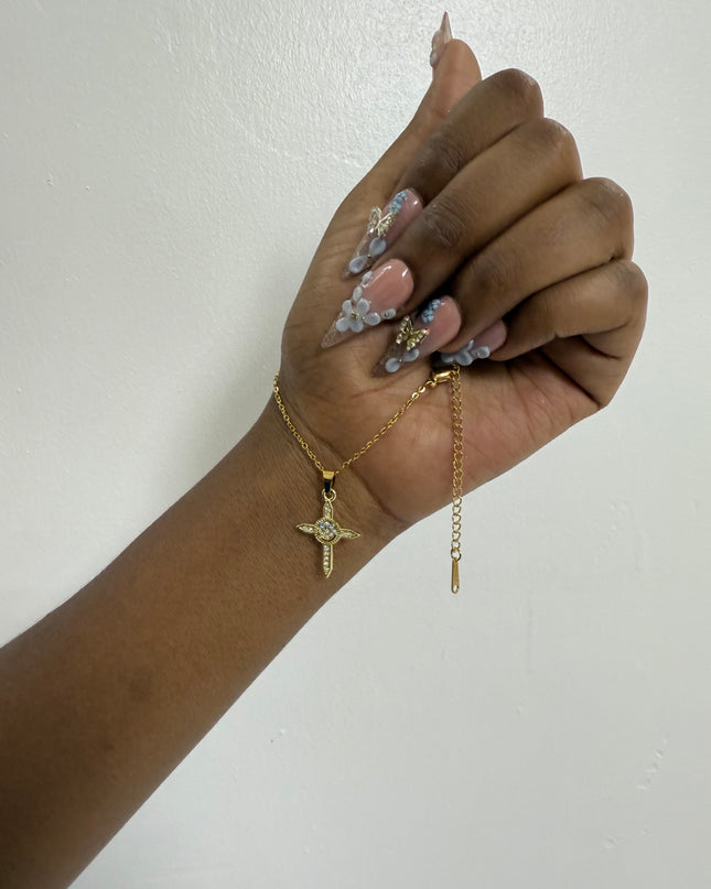 Dainty Sparkle Faith Cross Pendant Necklace