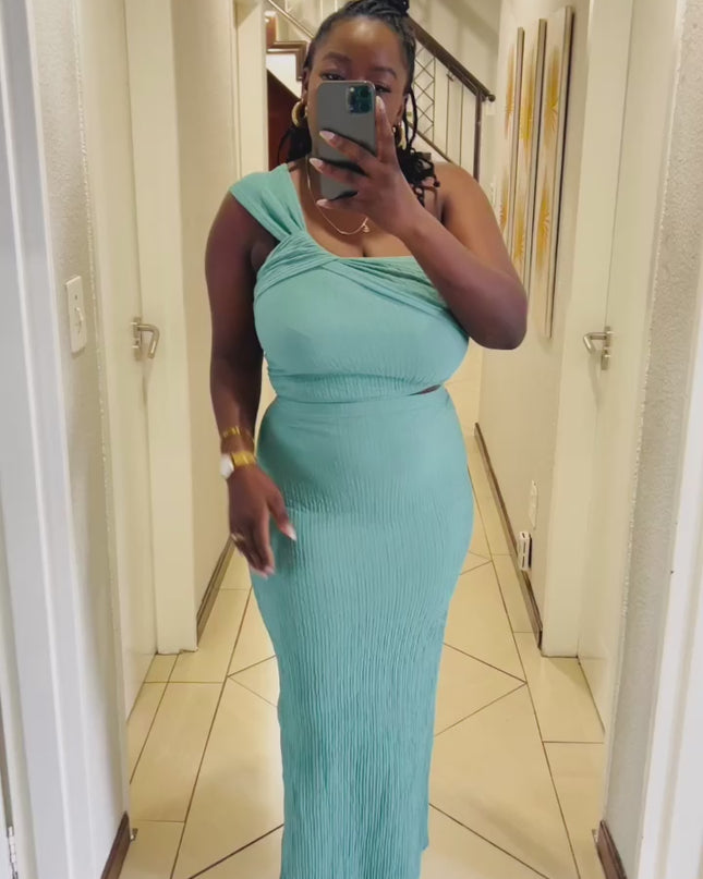 Aqua one shoulder Set