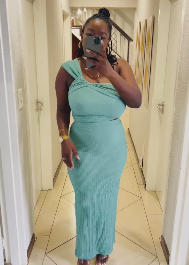 Aqua one shoulder Set